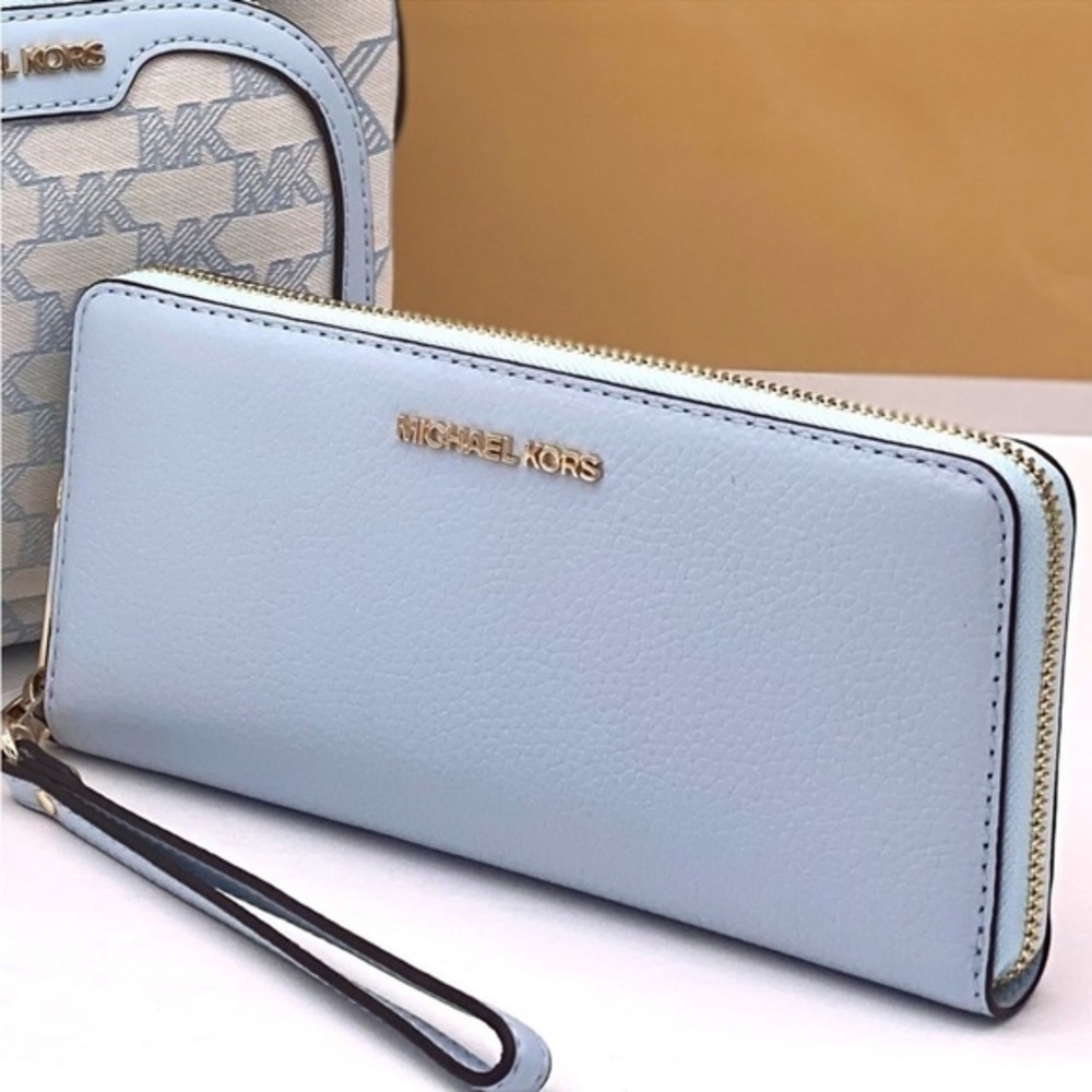 Michael Kors Large Continental Wallet Wristlet Vista Blue